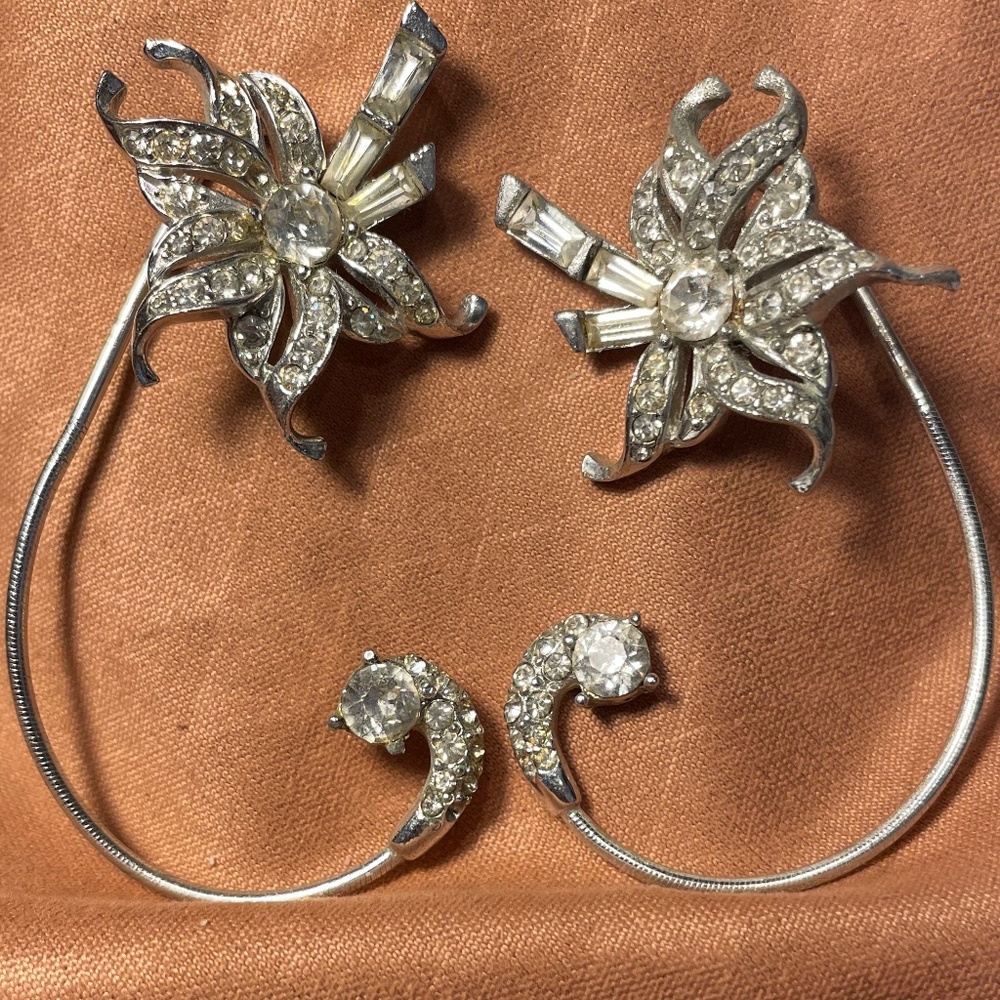 1940s Vintage Marcel Boucher 2 Earwrap Signed Filligree stars #205974634996 - Picture 1 of 9
